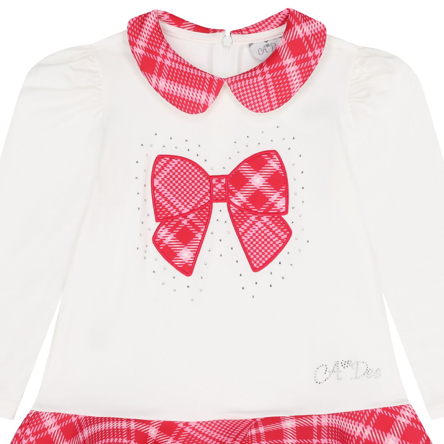 فستان بناتيباللون العاجي و الاحمر مع فيونكة, 1, hi-res