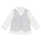 Baby Boys White & Blue Shorts Set, 1, hi-res