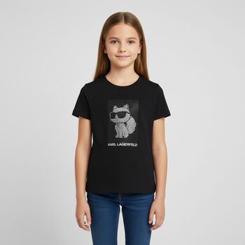 Girls Black Choupette Logo T-Shirt