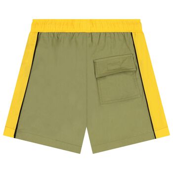Boys Green & Yellow Logo Shorts