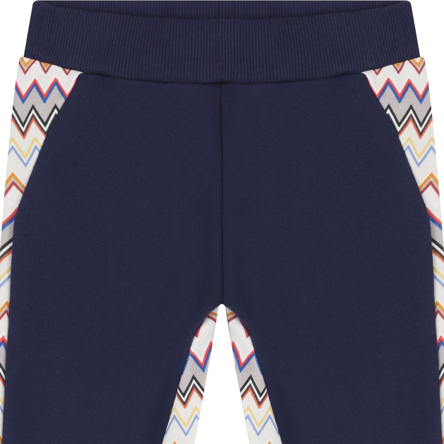 Younger Boys Navy Blue Zigzag Pants, 1, hi-res