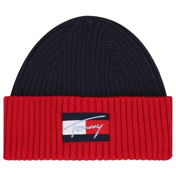 Navy Blue & Red Logo Beanie Hat