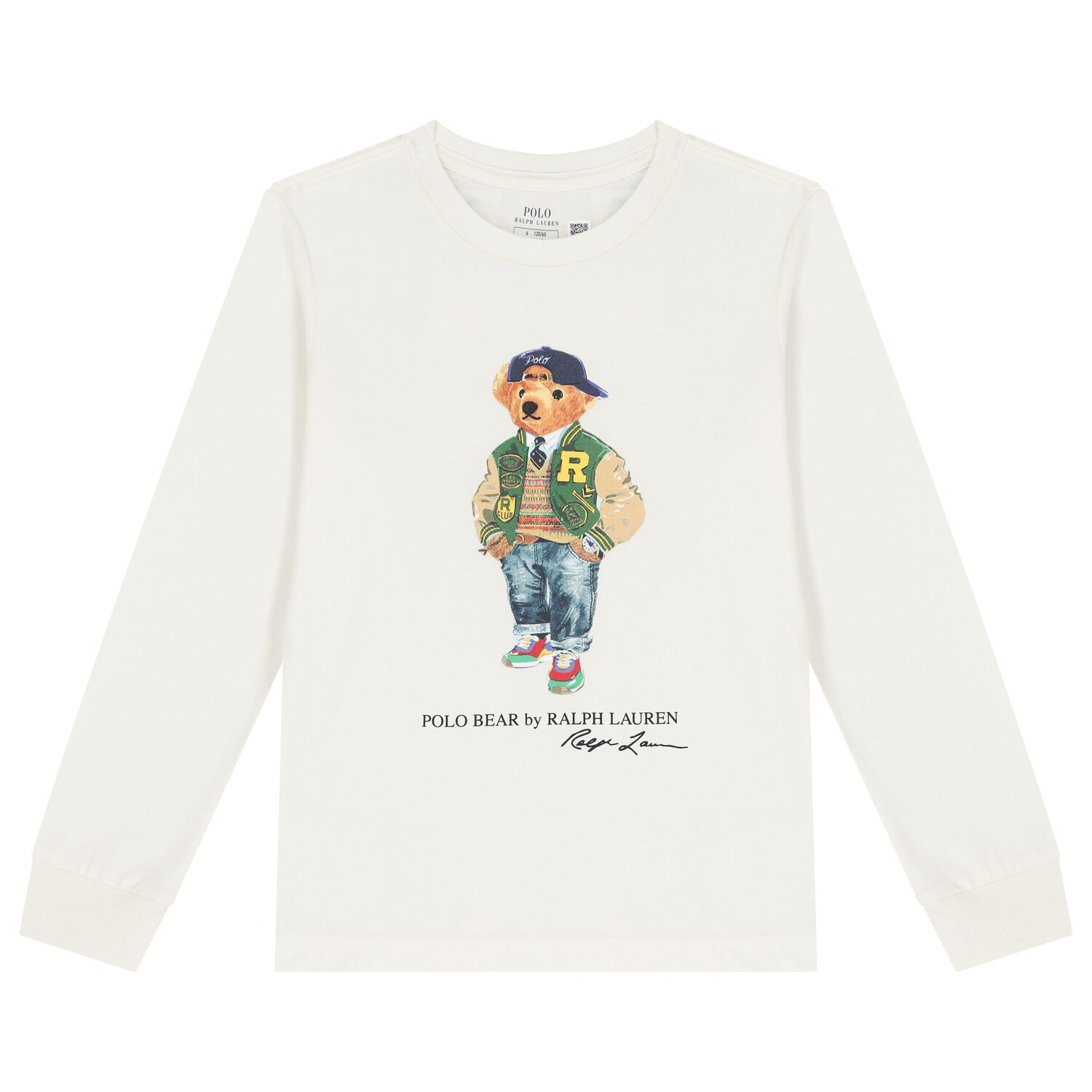Boys Ivory Polo Bear Long Sleeve Top, 1, hi-res