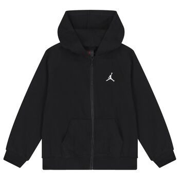Black Jordan Logo Hooded Zip Up Top