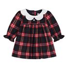 Baby Girls Navy Blue & Red Tartan Dress, 1, hi-res