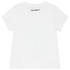 Girls White Logo T-Shirt, 1, hi-res