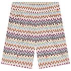 Boys Beige Zigzag Swim Shorts, 1, hi-res