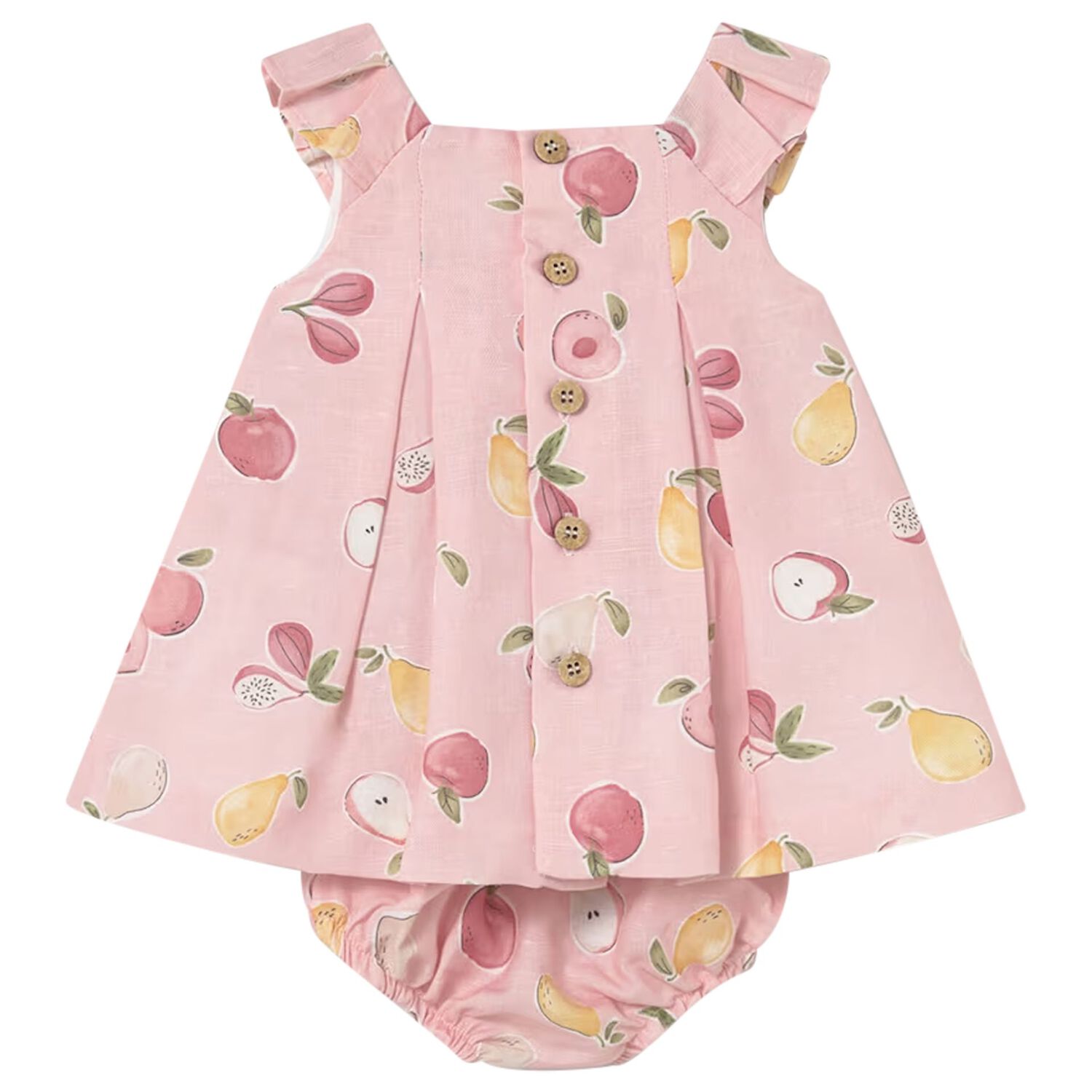 Baby Girls Pink Fruits Dress Set, 2, hi-res