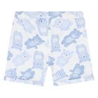 Baby Boys White & Blue Teddy Bear Shorts Set, 1, hi-res