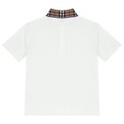 Boys White Logo Check Polo Shirt, 1, hi-res