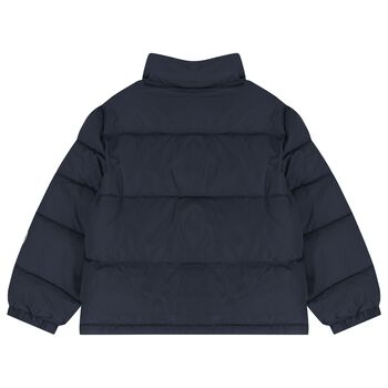 Boys Navy Blue Logo Puffer Jacket