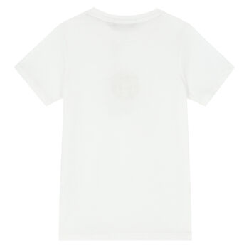Boys White Embroidered Logo T-Shirt