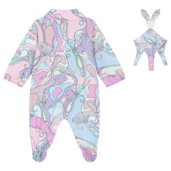 Baby Girls Pink & Blue Orchidee Babygrow Gift Set