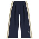 Girls Navy Blue and Gold Trousers, 1, hi-res