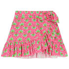 Girls Pink & Green Floral Skirt, 2, hi-res