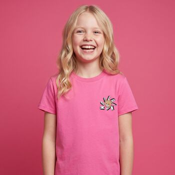 Girls Pink Teddy Bear Logo T-Shirt