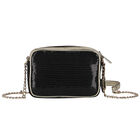 حقيبة كتف بنات بالشعار مطرز بالترتر باللون الاسود والذهبى, 1, hi-res