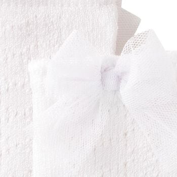 Younger Girls White Knitted Bow Socks