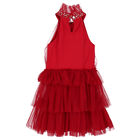 Girls Red Embellished Tulle Dress, 1, hi-res
