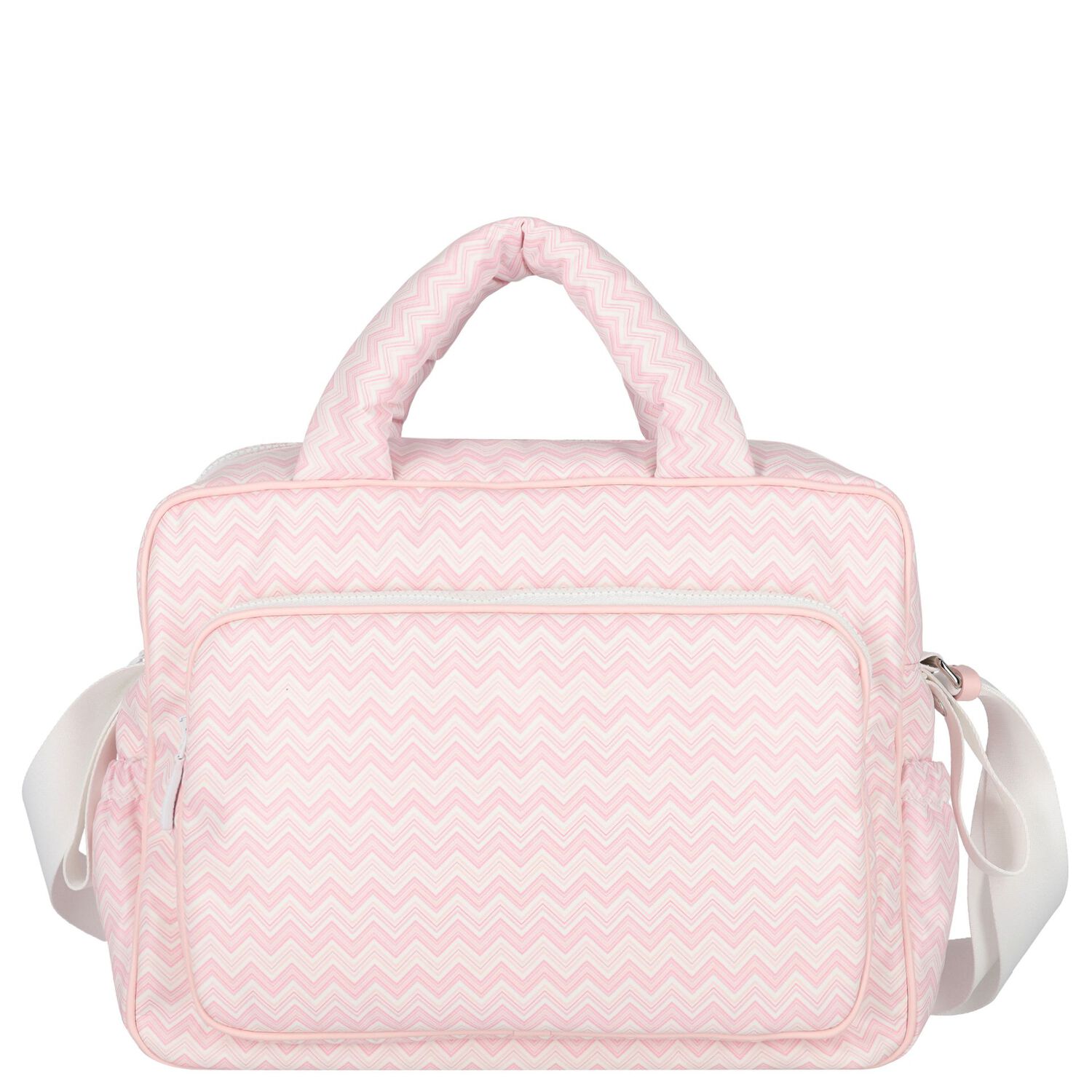 Baby Girls Pink Zig Zag Changing Bag, 1, hi-res