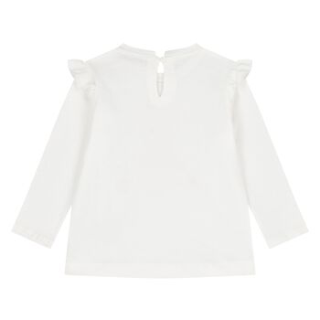 Younger Girls Ivory Long Sleeve Top