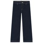 Girls Navy Blue Denim Jeans, 1, hi-res