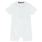 Baby Boys White Logo Polo Romper, 2, hi-res