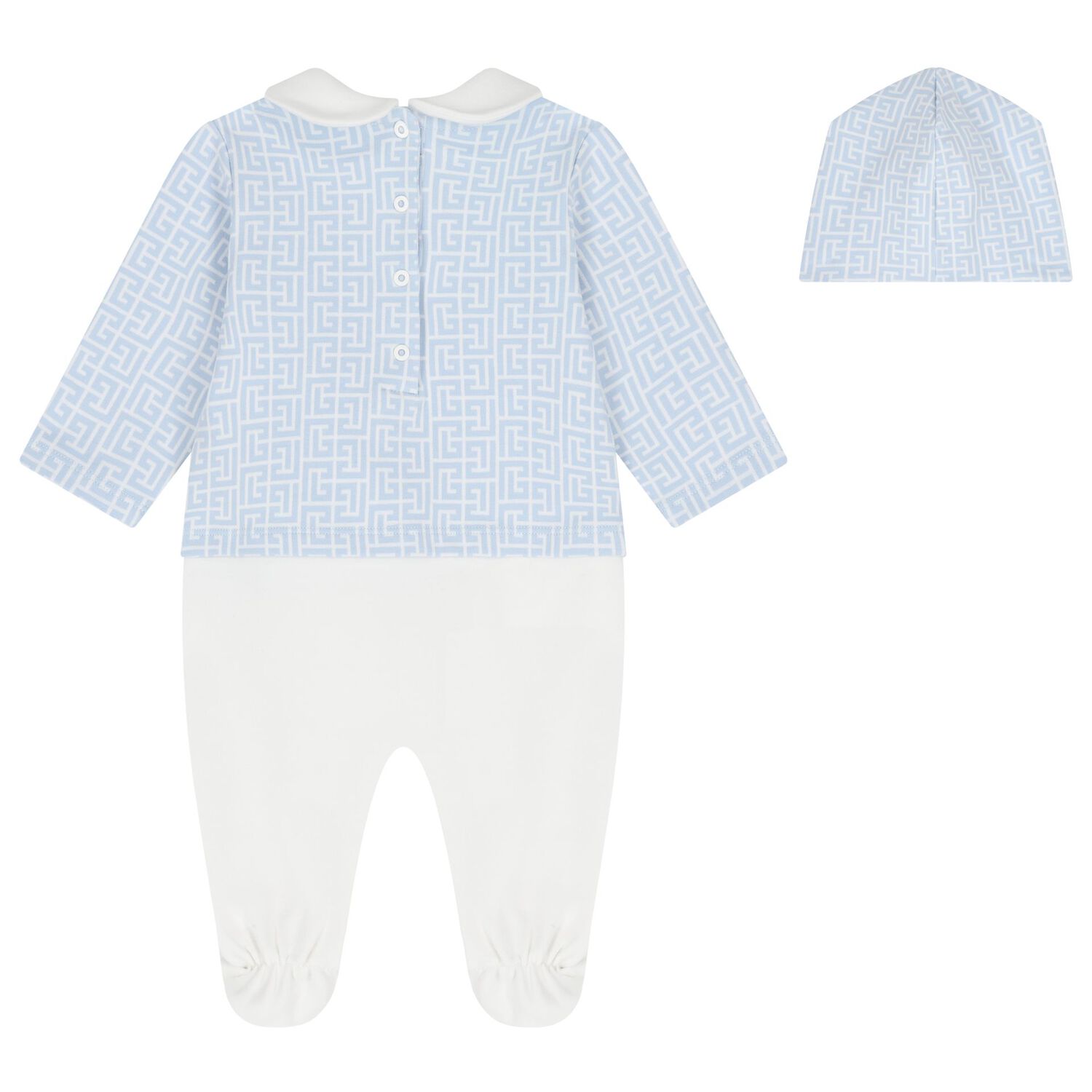 طقم هدايا أفرول أولاد بالشعار باللون الأزرق والأبيض, 1, hi-res