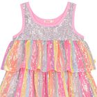 Girls Pink Sequin Layered Dress, 1, hi-res