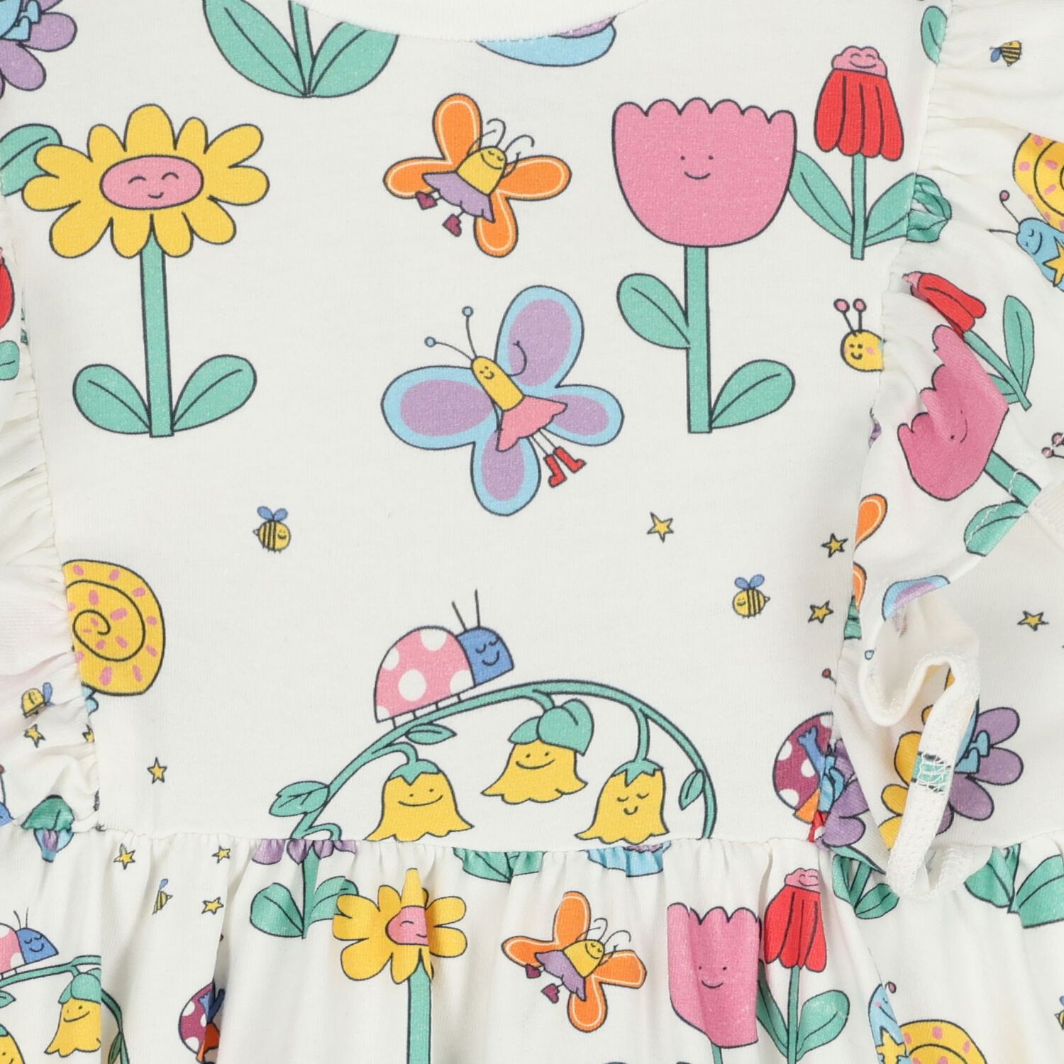 Younger Girls Ivory Ruffled Floral Dress, 1, hi-res