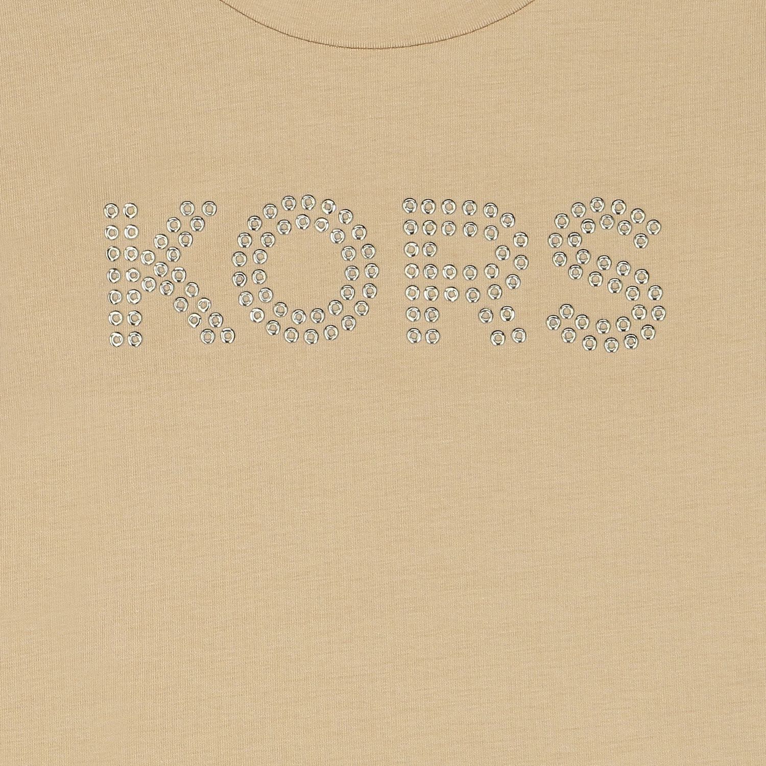 تيشيرت بنات بالشعار باللون البيج, 1, hi-res