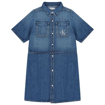 Girls Blue Logo Denim Dress