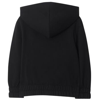 قميص رياضي للأولاد بغطاء رأس وسحاب بالشعار باللون الاسود