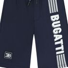 Boys Navy Blue Logo Shorts, 1, hi-res