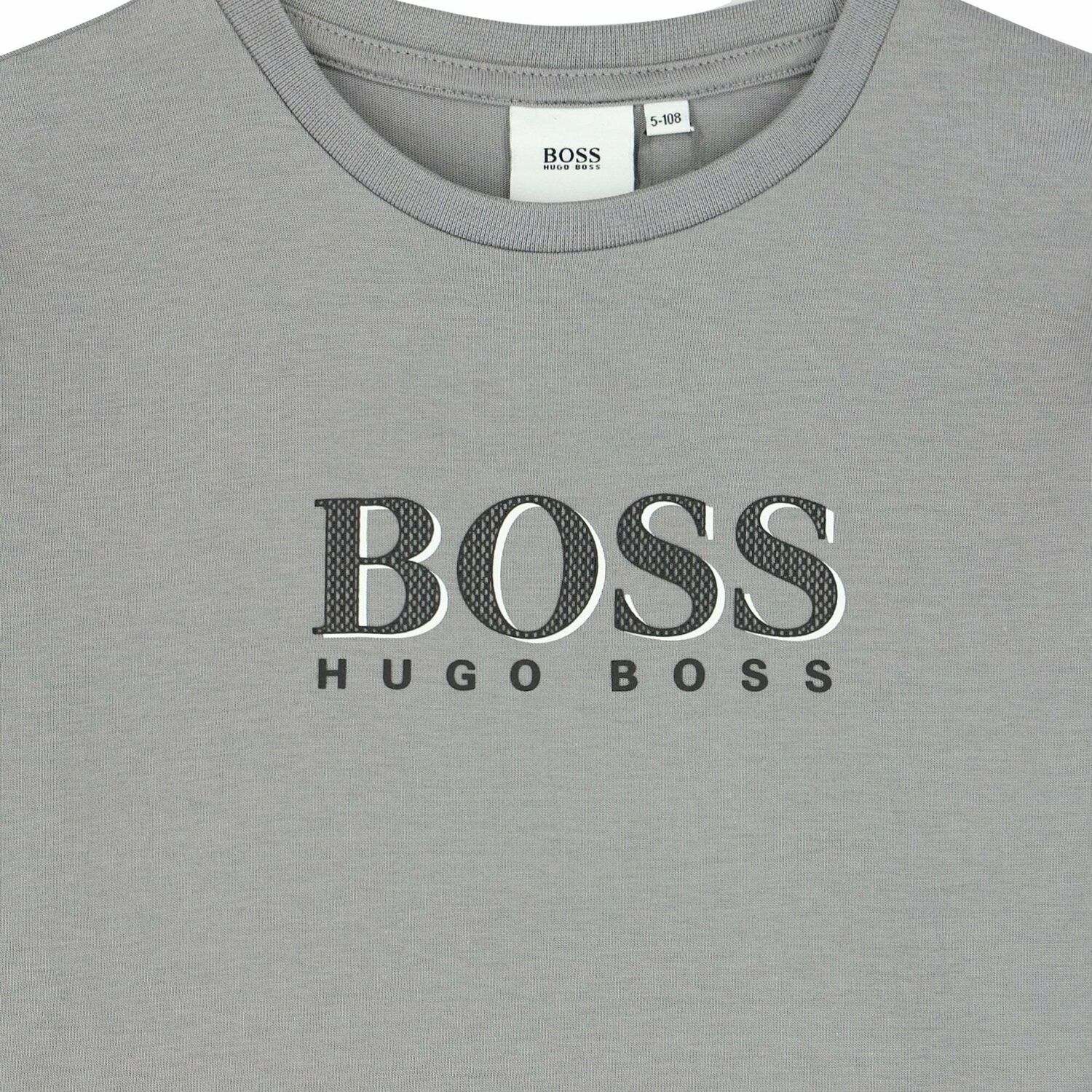 Boys Grey Logo Long Sleeve Top, 1, hi-res