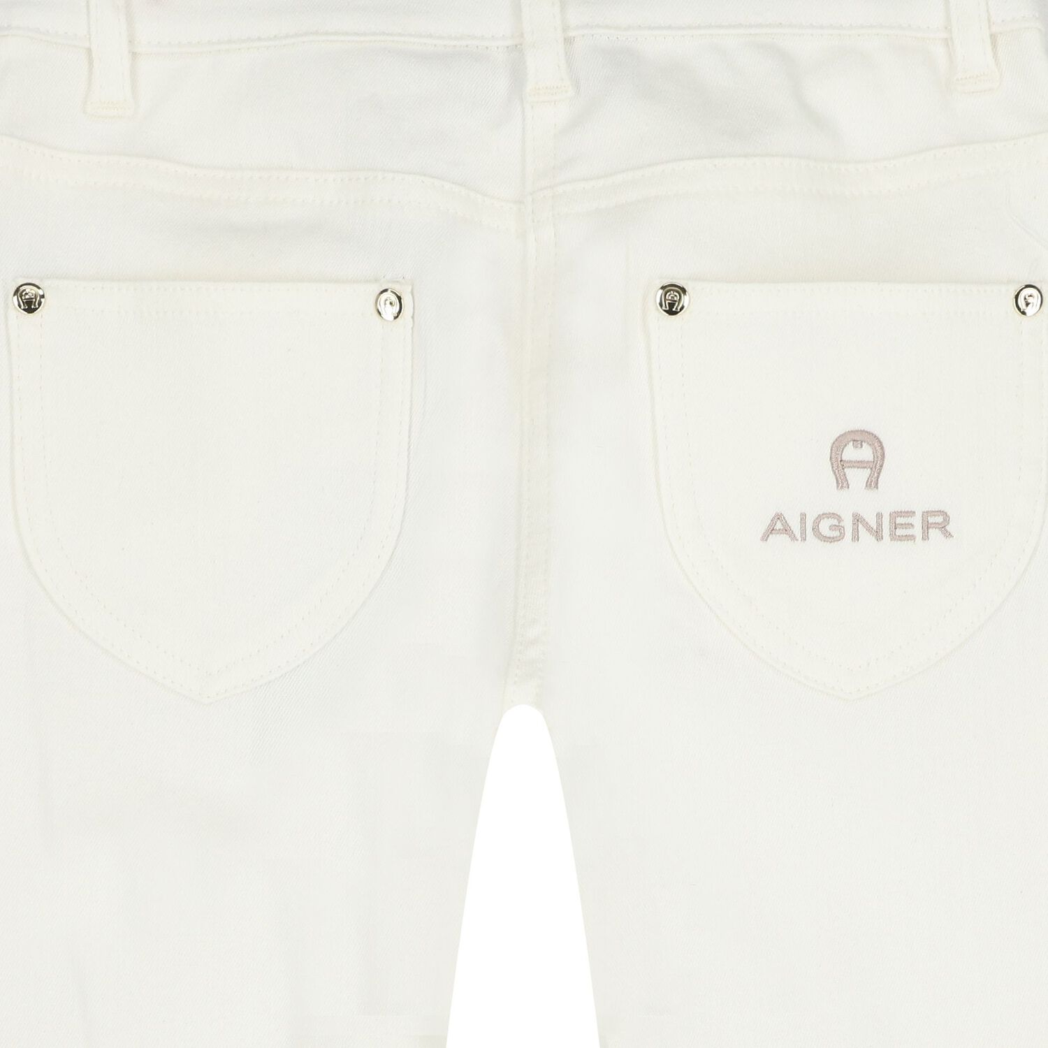 بنطلون جينز باللون أبيض مزين بنقشة الفراشات للبنات, 1, hi-res