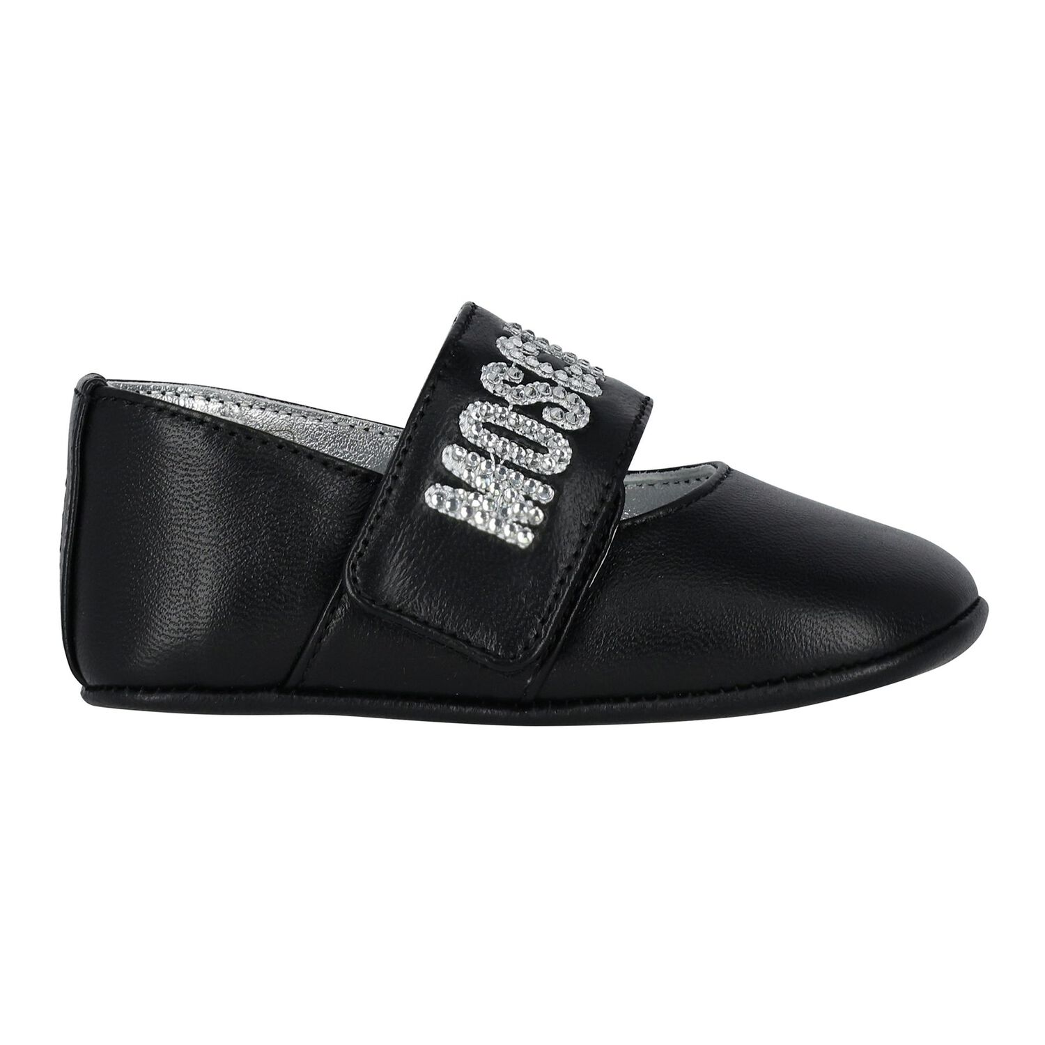 Baby Girls Black Logo Diamante Shoes, 1, hi-res image number null