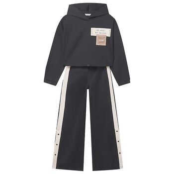 Mayoral Girls Black Hooded Tracksuit, 1 Girls Black Hooded Tracksuit