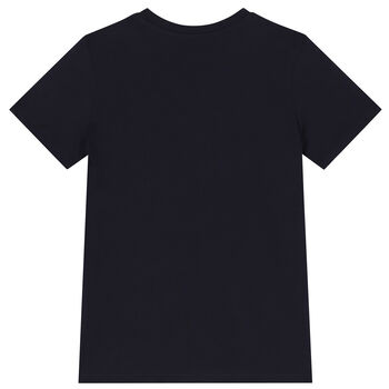 Boys Navy Blue Teddy Bear Logo T-Shirt