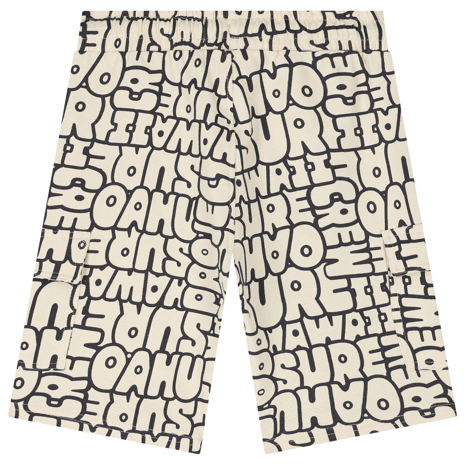 Boys Ivory & Black Cargo Style Shorts, 1, hi-res