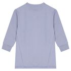 فستان بنات سويت شيرت بالشعار مزين بالزهور باللون الازرق , 2, hi-res