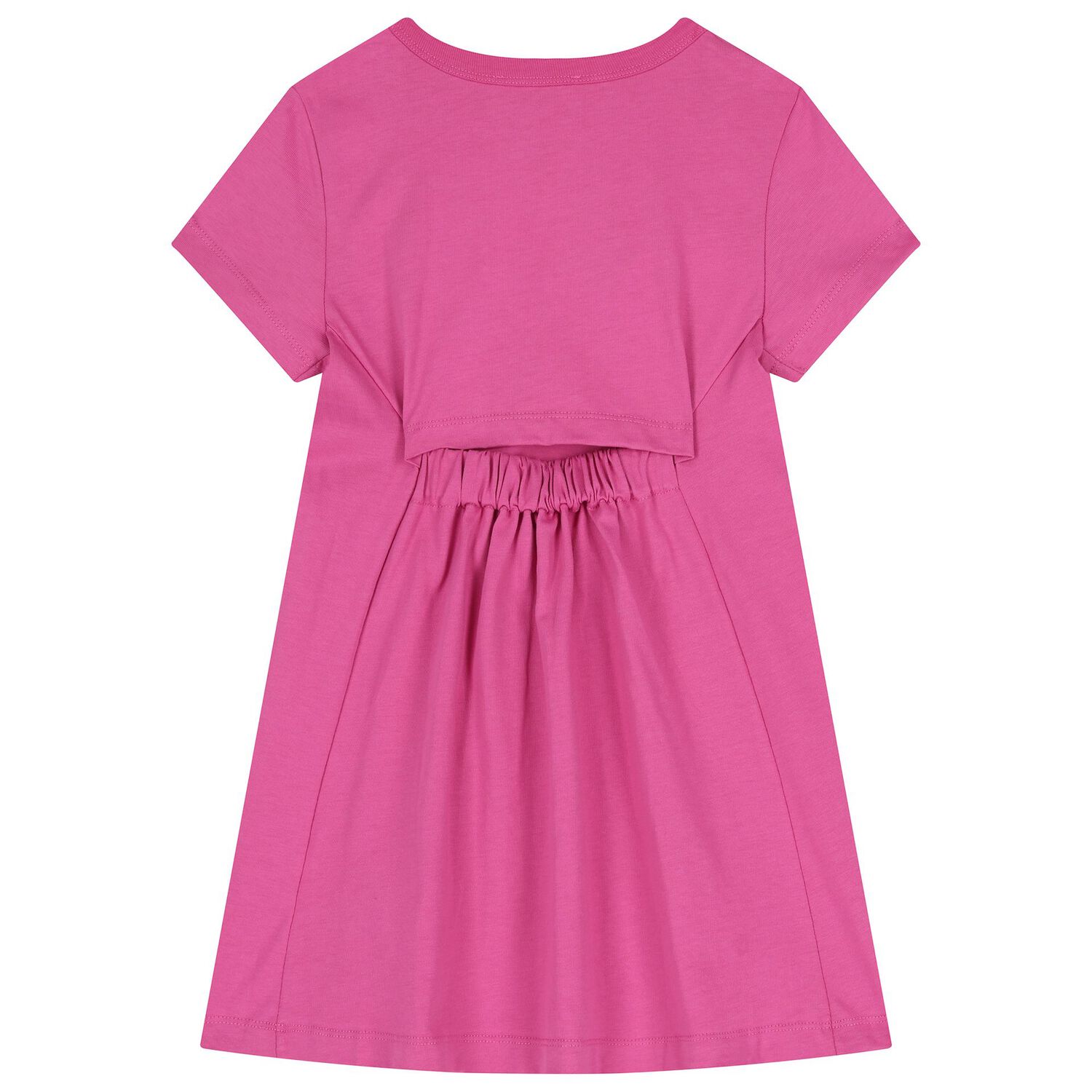 فستان تي شيرت باللون الوردي بالشعار للبنات, 1, hi-res