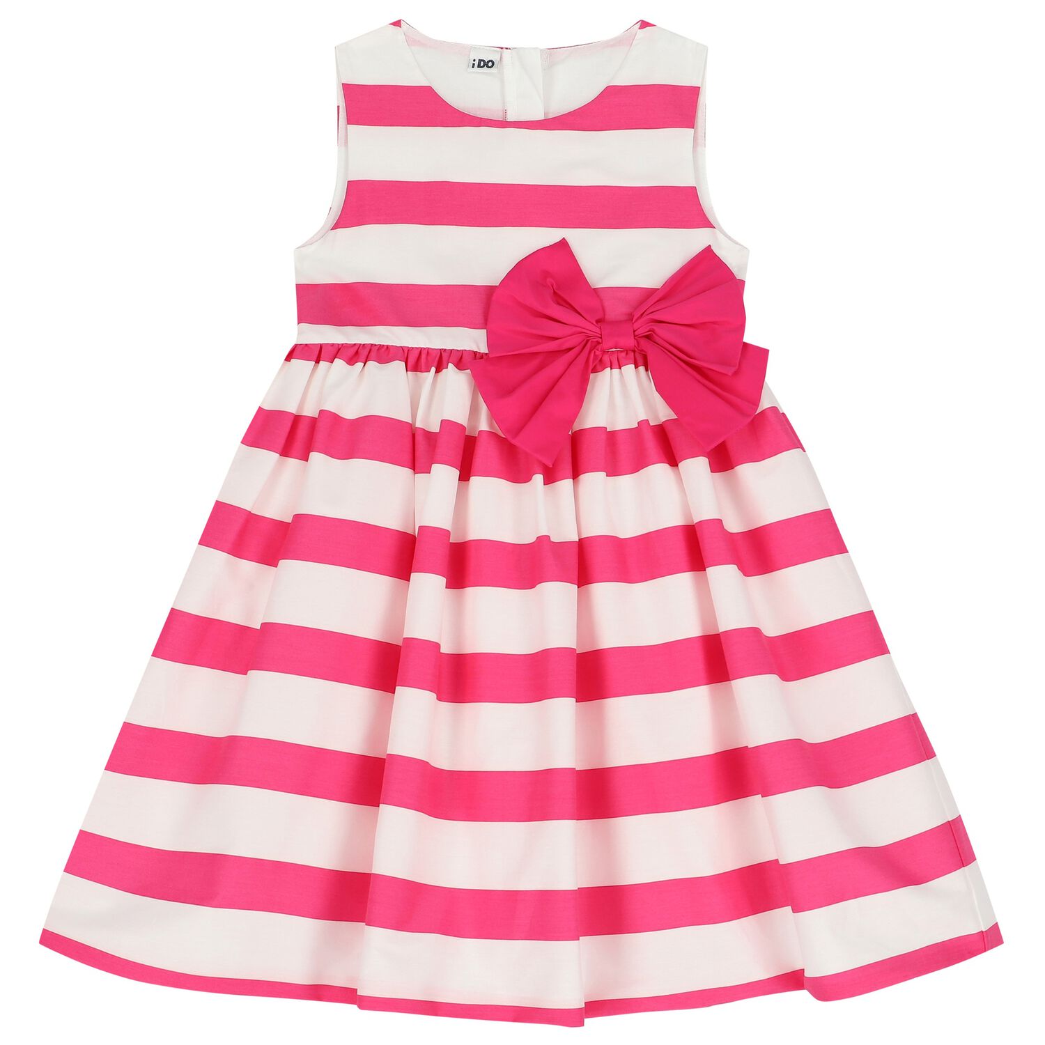 Girls Ivory & Pink Striped Dress, 2, hi-res