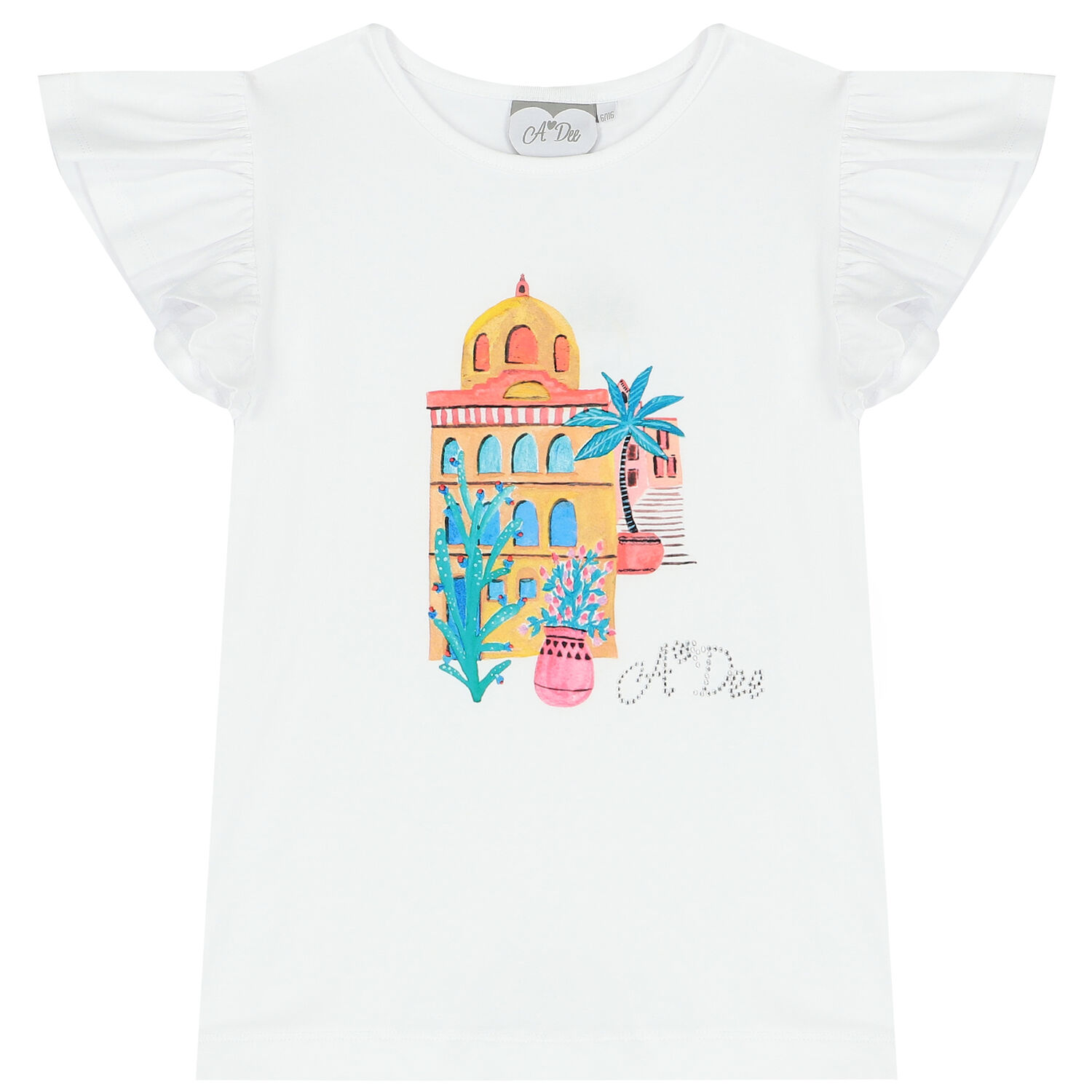 طقم تنورة بطبعة باللون الأبيض والأزرق, 1, hi-res