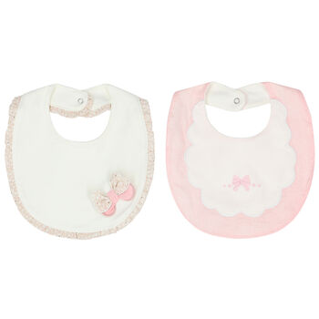 Baby Girls Pink & Ivory Bib ( 2-Pack )