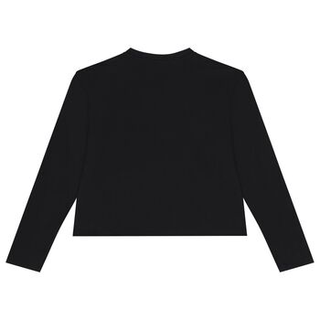 Girls Black Logo Long Sleeve Top