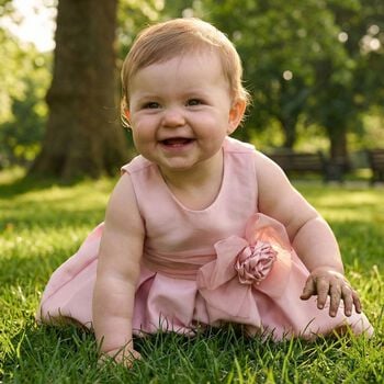 Younger Girls Pink Satin Dress