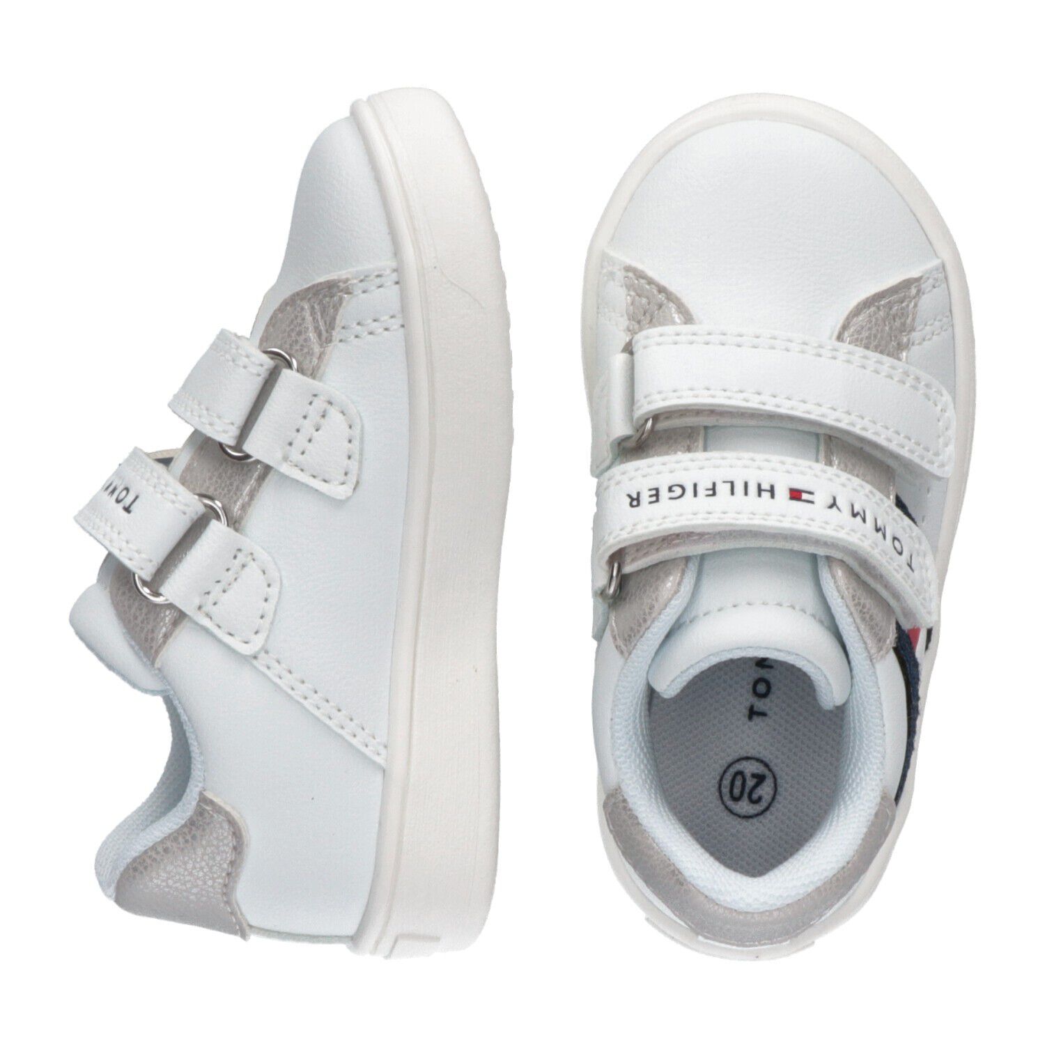 Boys White Logo Trainers, 1, hi-res