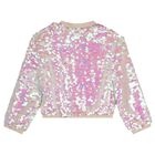 Girls Pink Iridescent Sequin Bomber Jacket , 1, hi-res