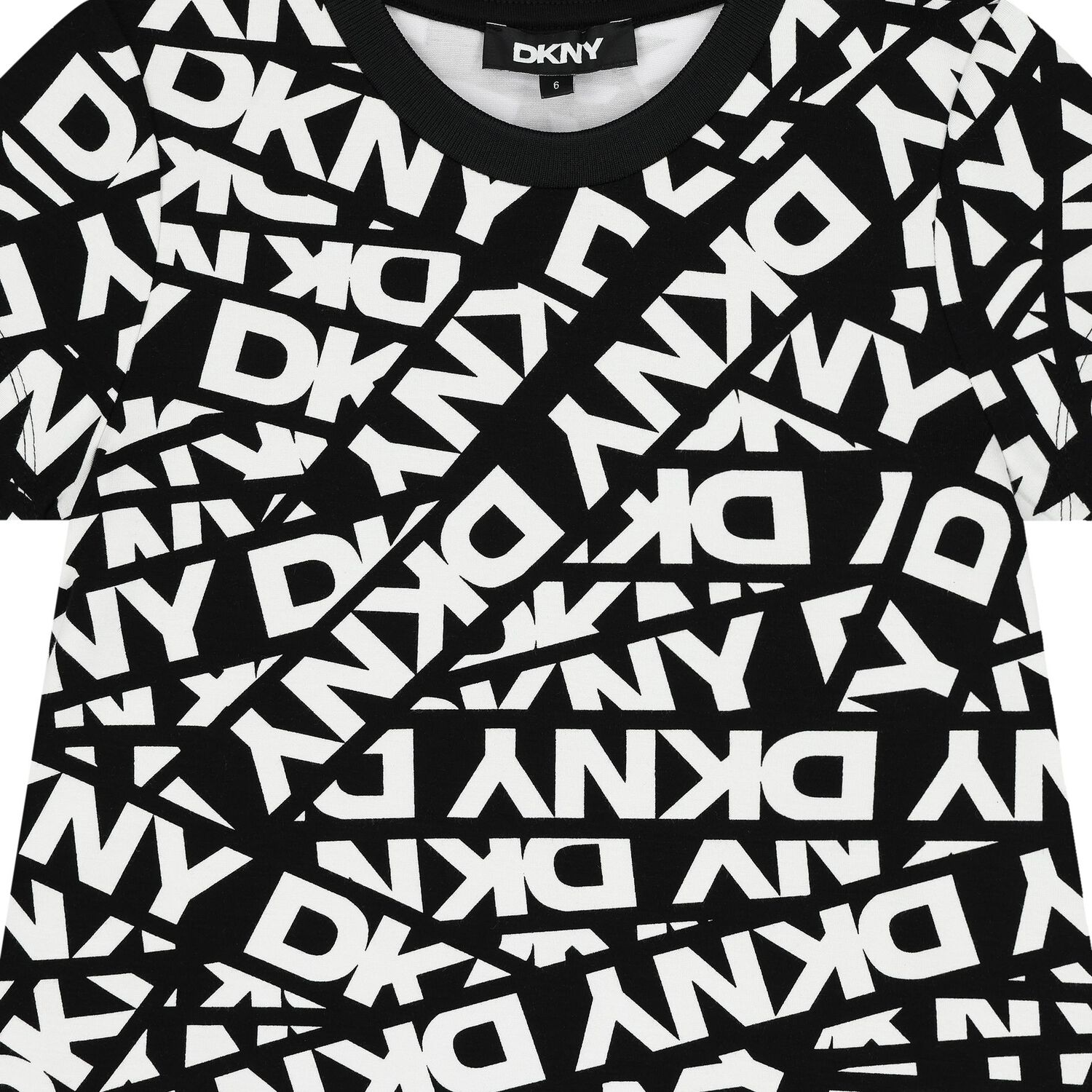 فستان بنات بالشعار باللون الأبيض و الأسود, 1, hi-res